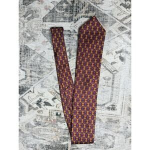Rare Bellagio Seta Como Italian Silk Tie Red Horsebit Print Handcrafted Italy